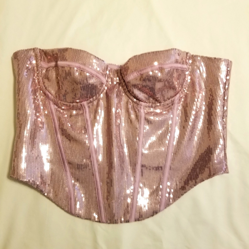 Mistress Rocks Lavender/Lilac Sequined Corset Top NWOT